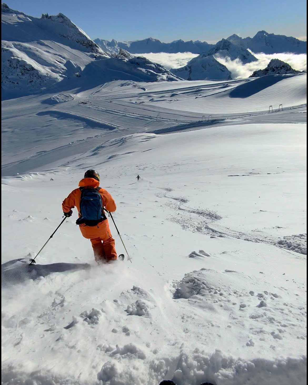 Skiing in the mountains